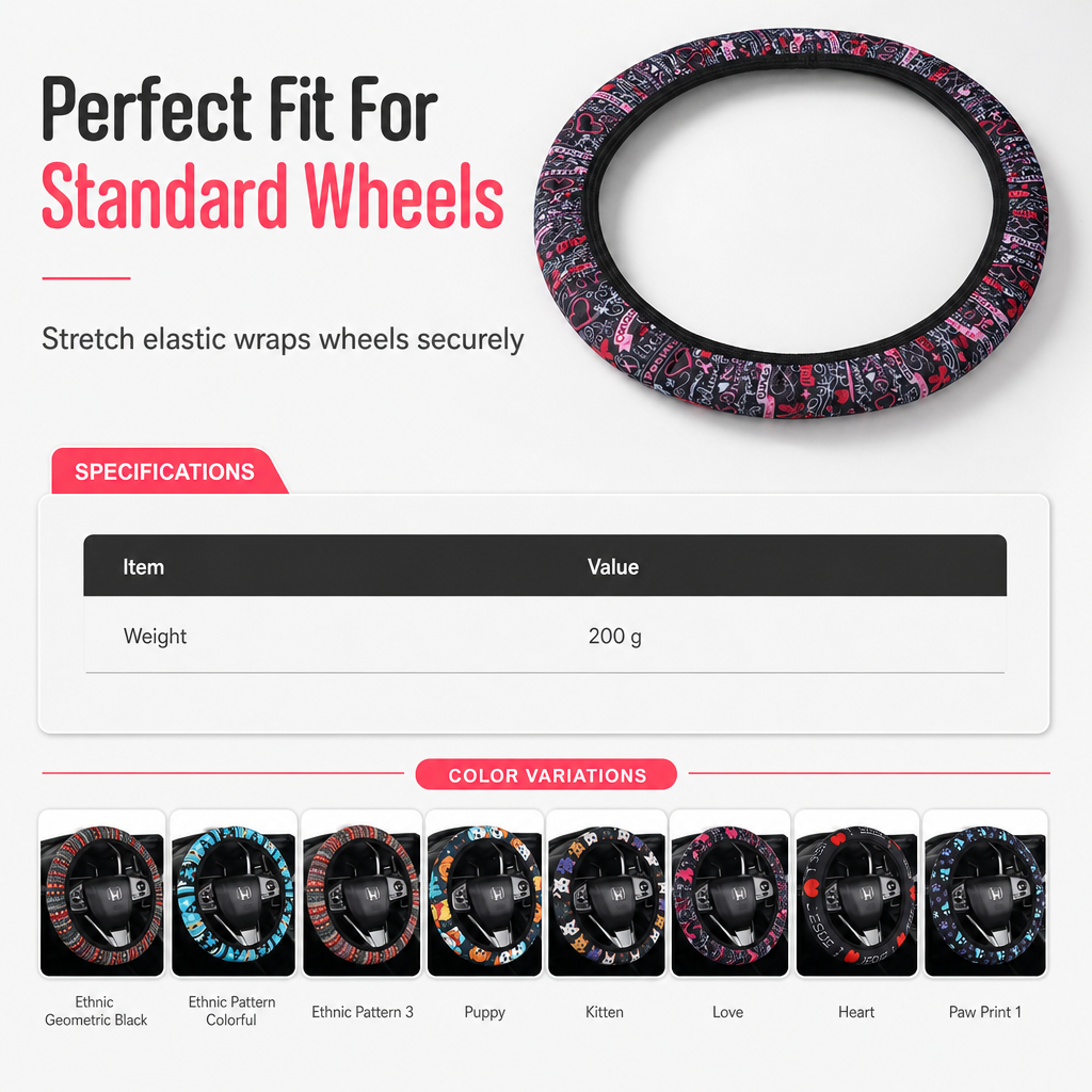 🚗 LIMITED-TIME 50% OFF! ✨ Ringless Silk Steering Wheel Cover – Breathable, Printed, All-Season ❄️