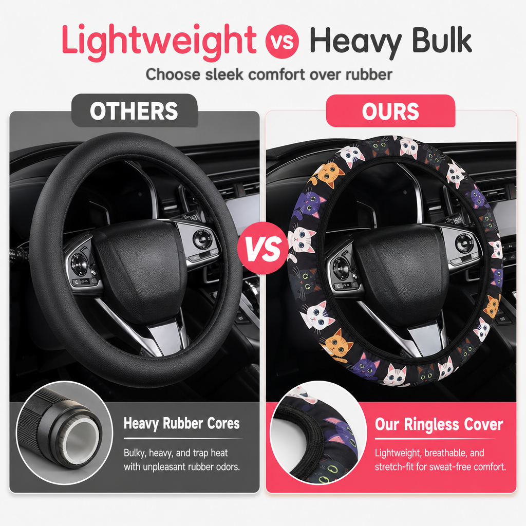 🚗 LIMITED-TIME 50% OFF! ✨ Ringless Silk Steering Wheel Cover – Breathable, Printed, All-Season ❄️