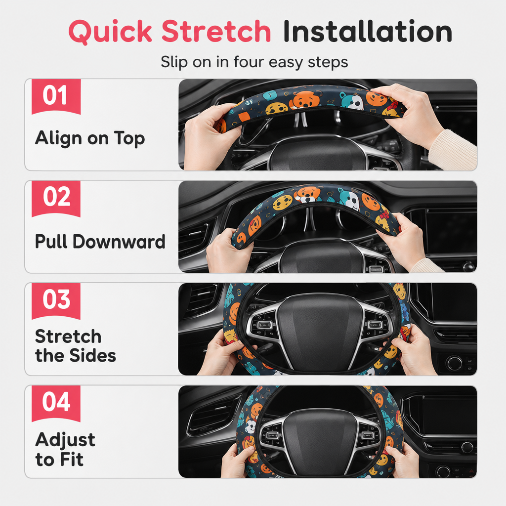 🚗 LIMITED-TIME 50% OFF! ✨ Ringless Silk Steering Wheel Cover – Breathable, Printed, All-Season ❄️