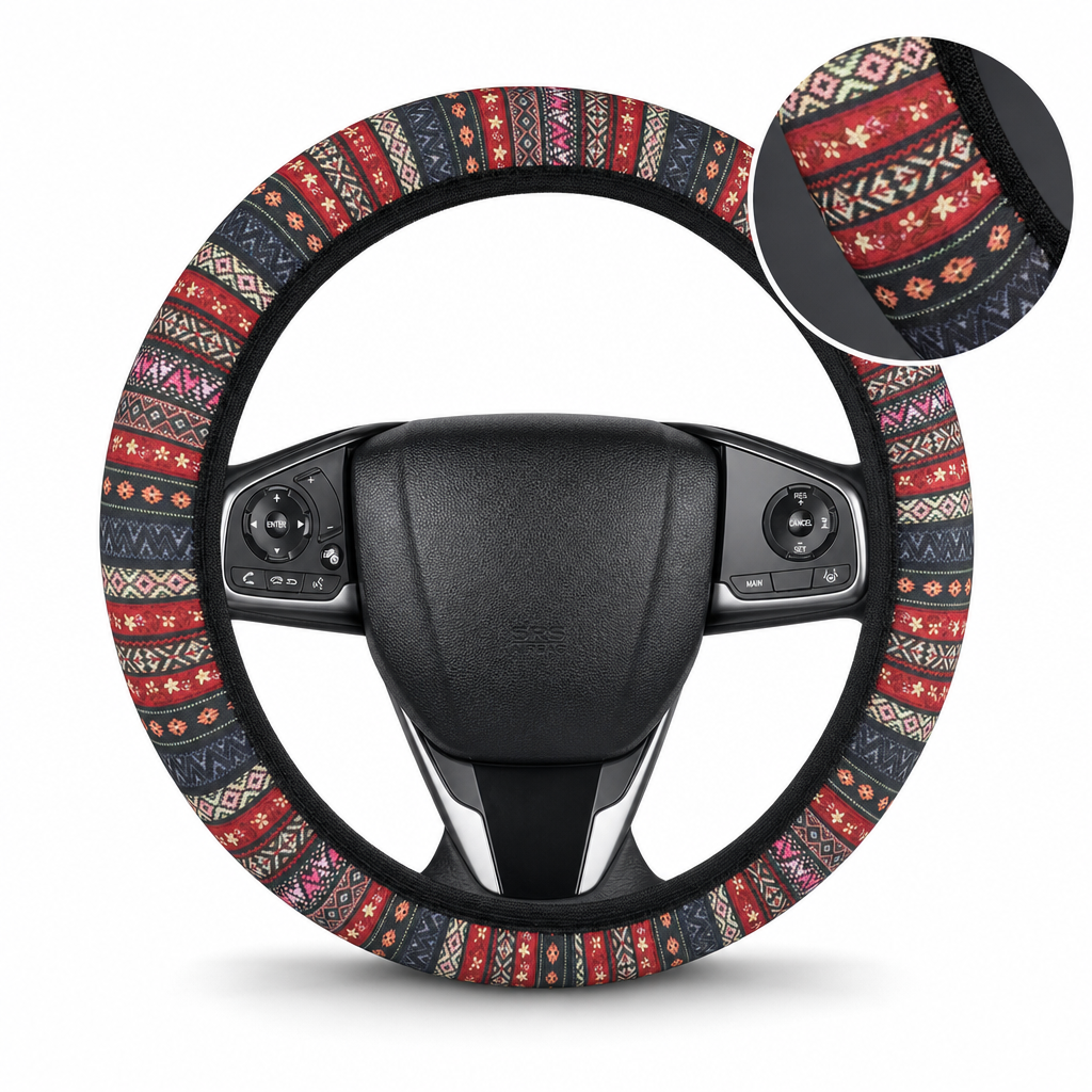 🚗 LIMITED-TIME 50% OFF! ✨ Ringless Silk Steering Wheel Cover – Breathable, Printed, All-Season ❄️