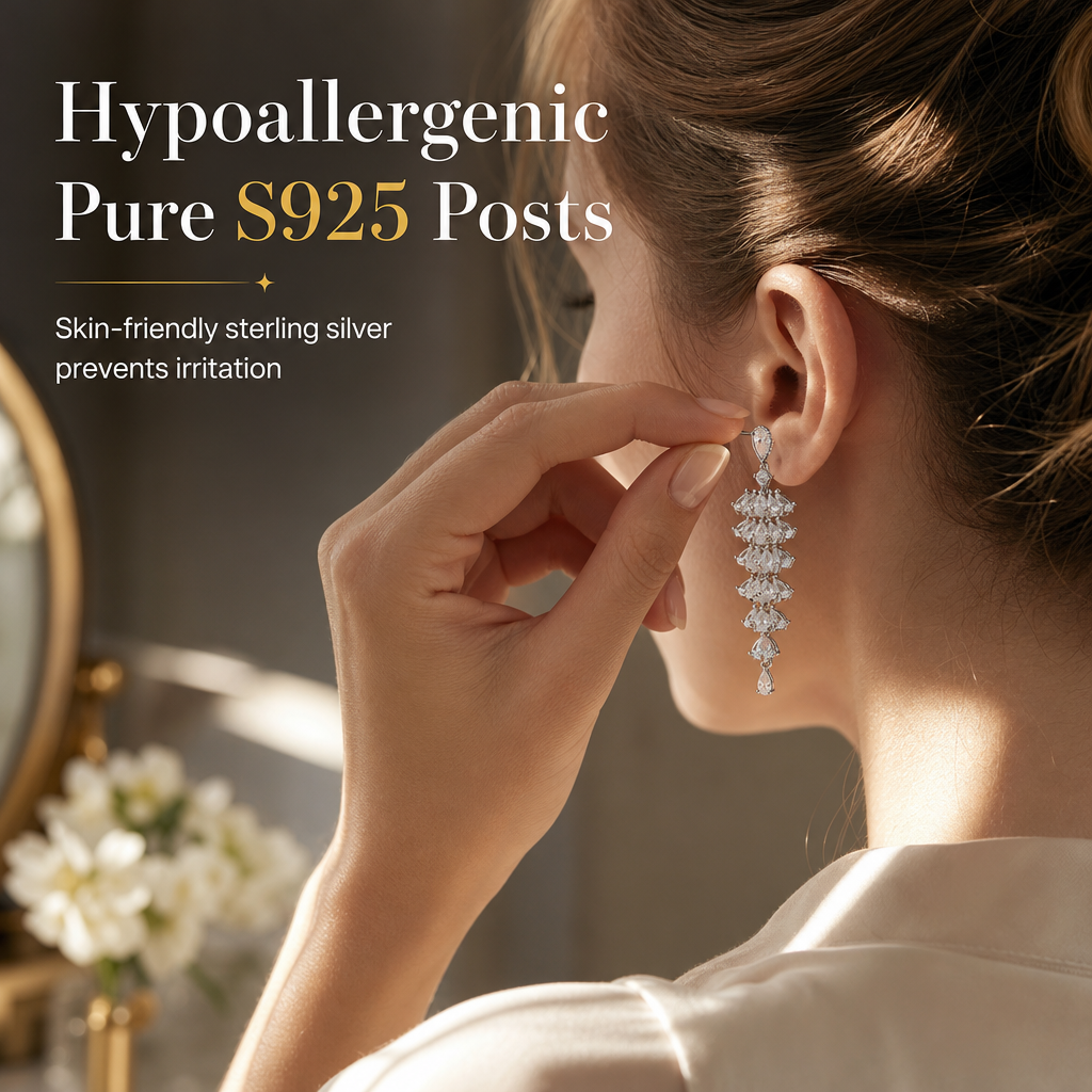 📢📢 50% OFF💎Women's S925 Sterling Silver Post Zircon Fan-Shaped Tassel Earrings – Elegant Micro-Pavé Jewelry