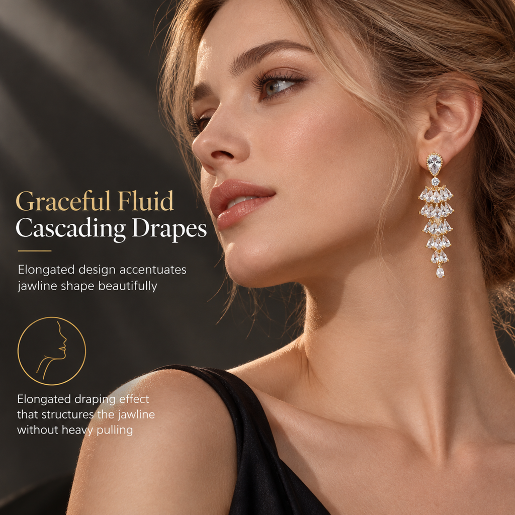📢📢 50% OFF💎Women's S925 Sterling Silver Post Zircon Fan-Shaped Tassel Earrings – Elegant Micro-Pavé Jewelry