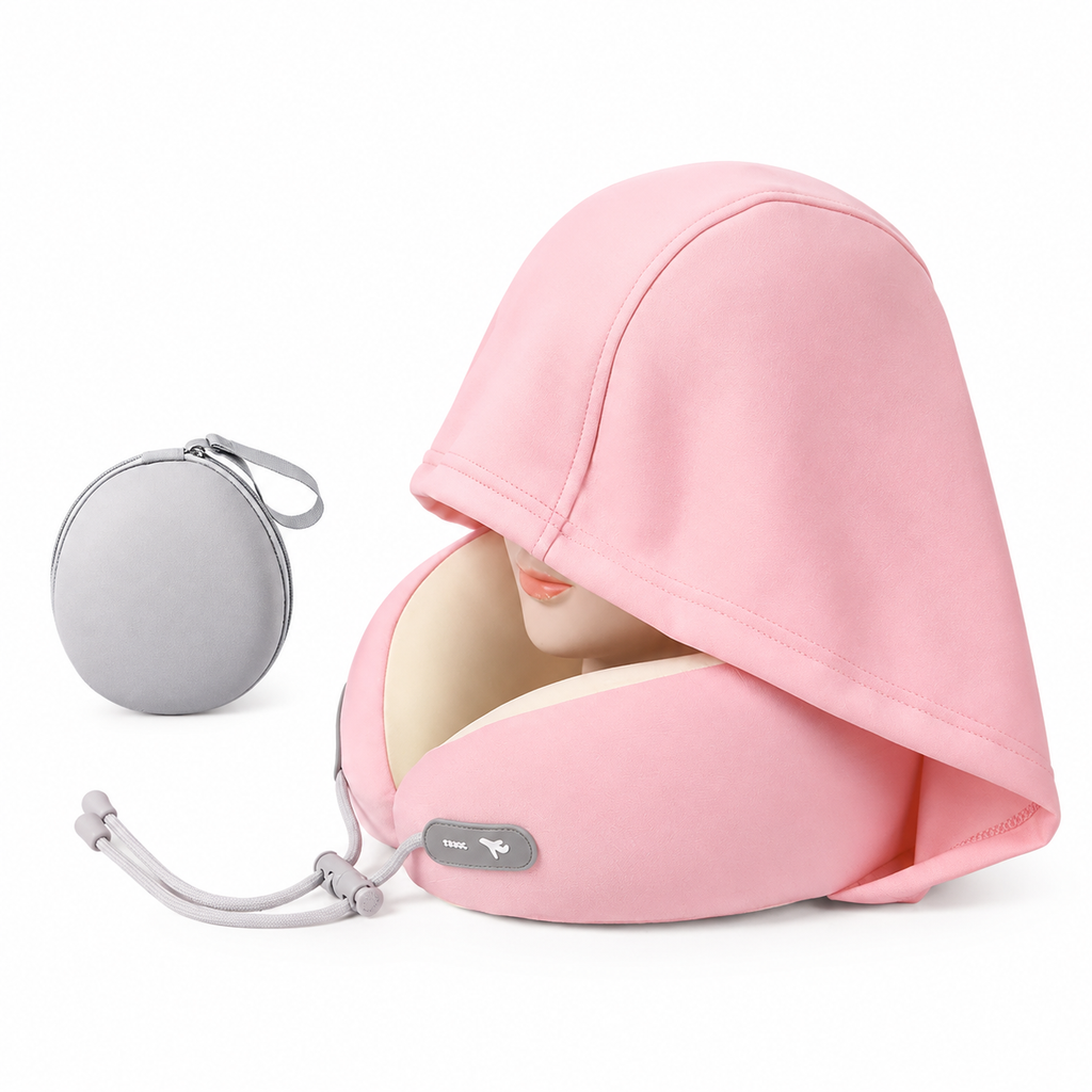 📢 50% OFF! Hooded Travel Neck Pillow – Shaded Rest & Adjustable Neck Support for Flights ✈️✨