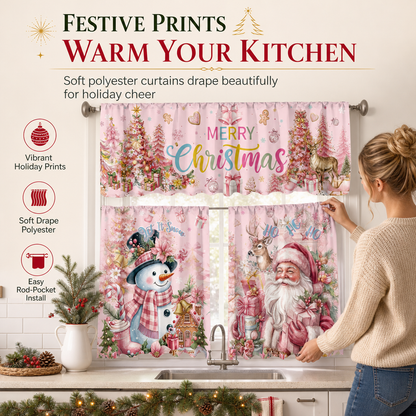 Christmas Kitchen Curtains Set