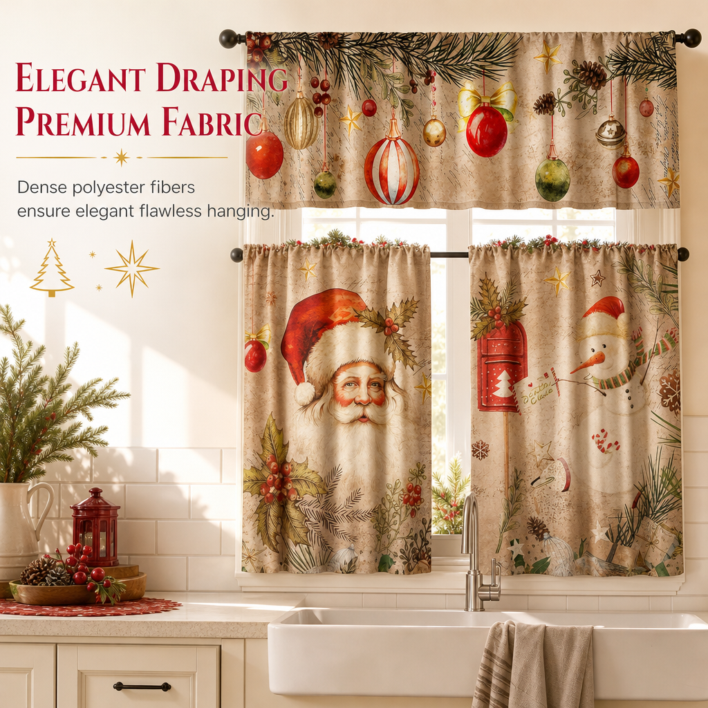 Christmas Kitchen Curtains Set