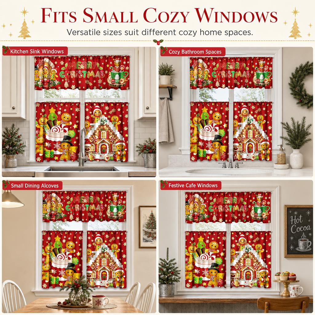Christmas Kitchen Curtains Set
