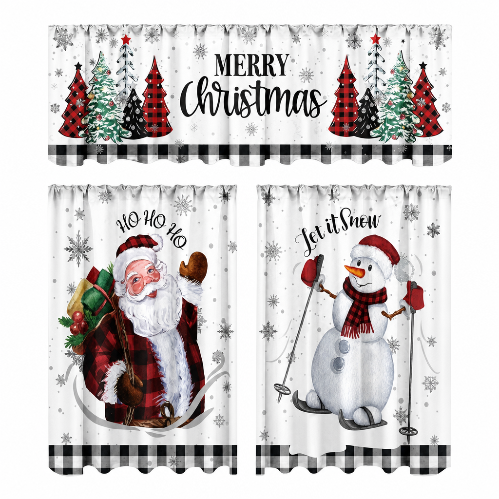 Christmas Kitchen Curtains Set