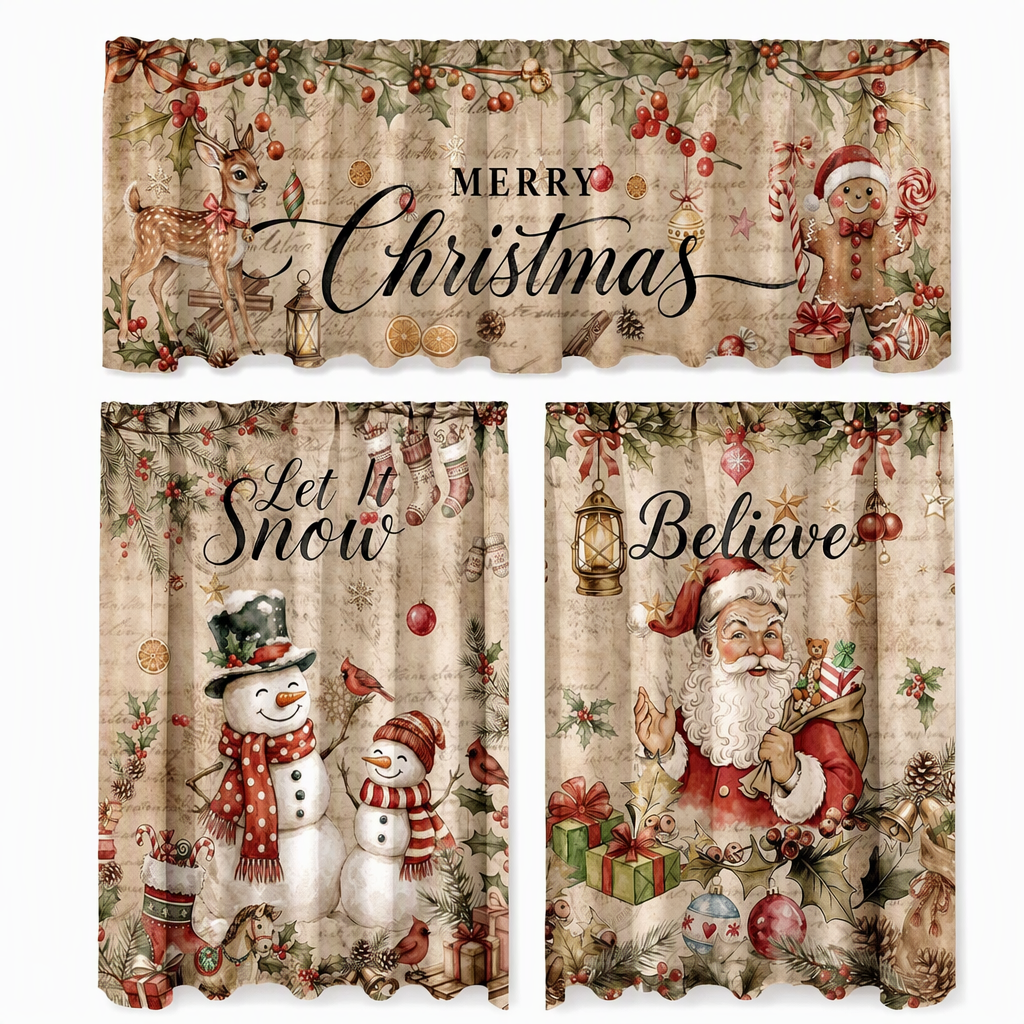 Christmas Kitchen Curtains Set