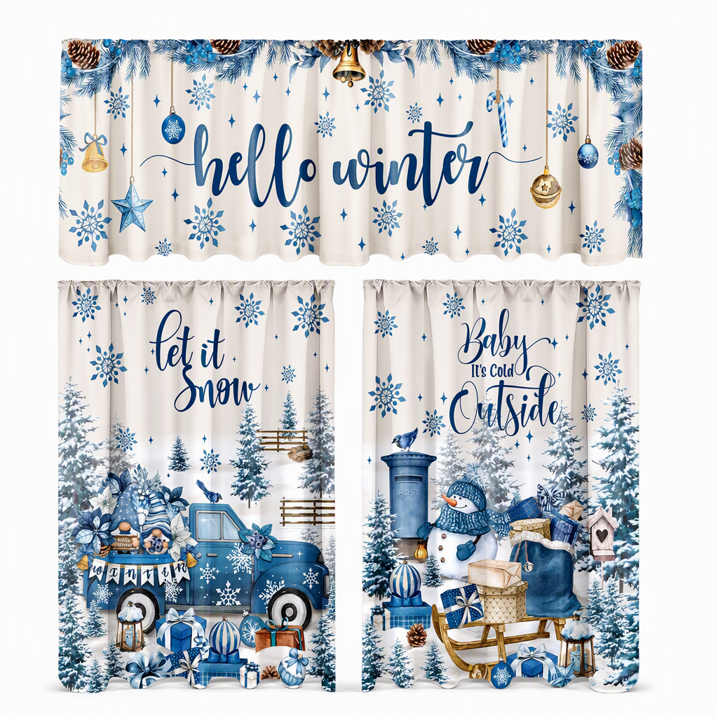 Christmas Kitchen Curtains Set