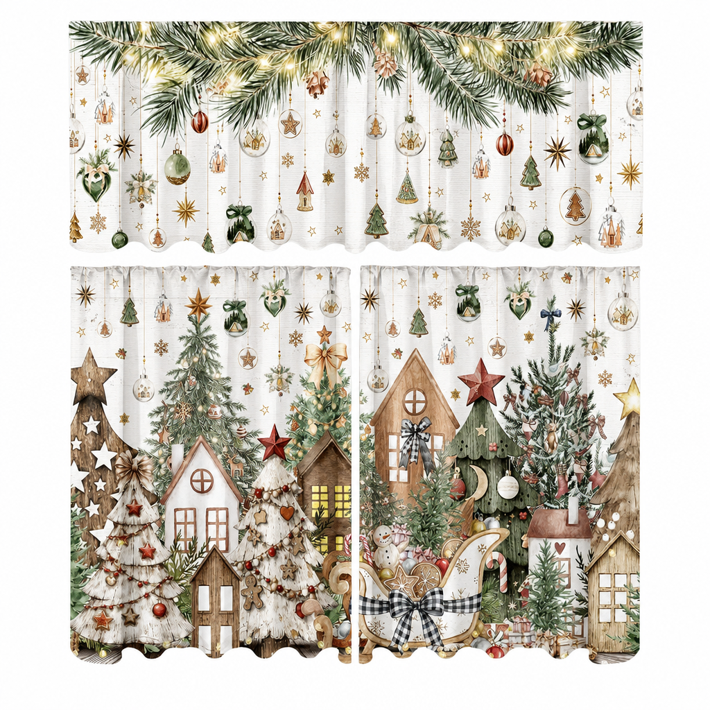 Christmas Kitchen Curtains Set