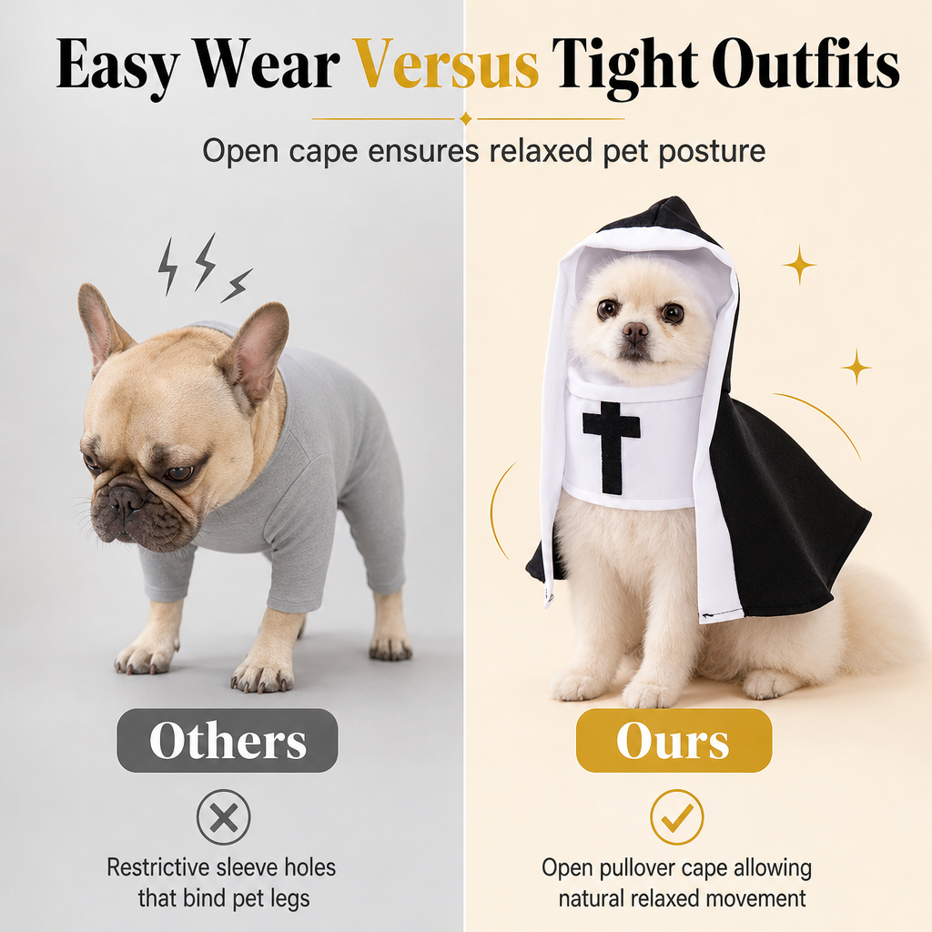 ⏳Limited-time 50% off⏰Funny Pet Nun Costume for Cats and Small Dogs Cosplay Outfit for Dress Up and Photo Props🐱✝️