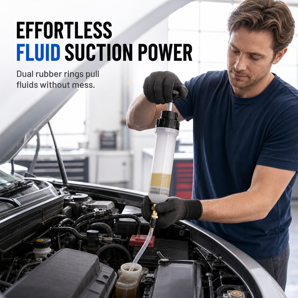 Manual Fluid Extractor and Filling Syringe Pump Automotive Hand Transfer Tool for Brake Fluid and Oil