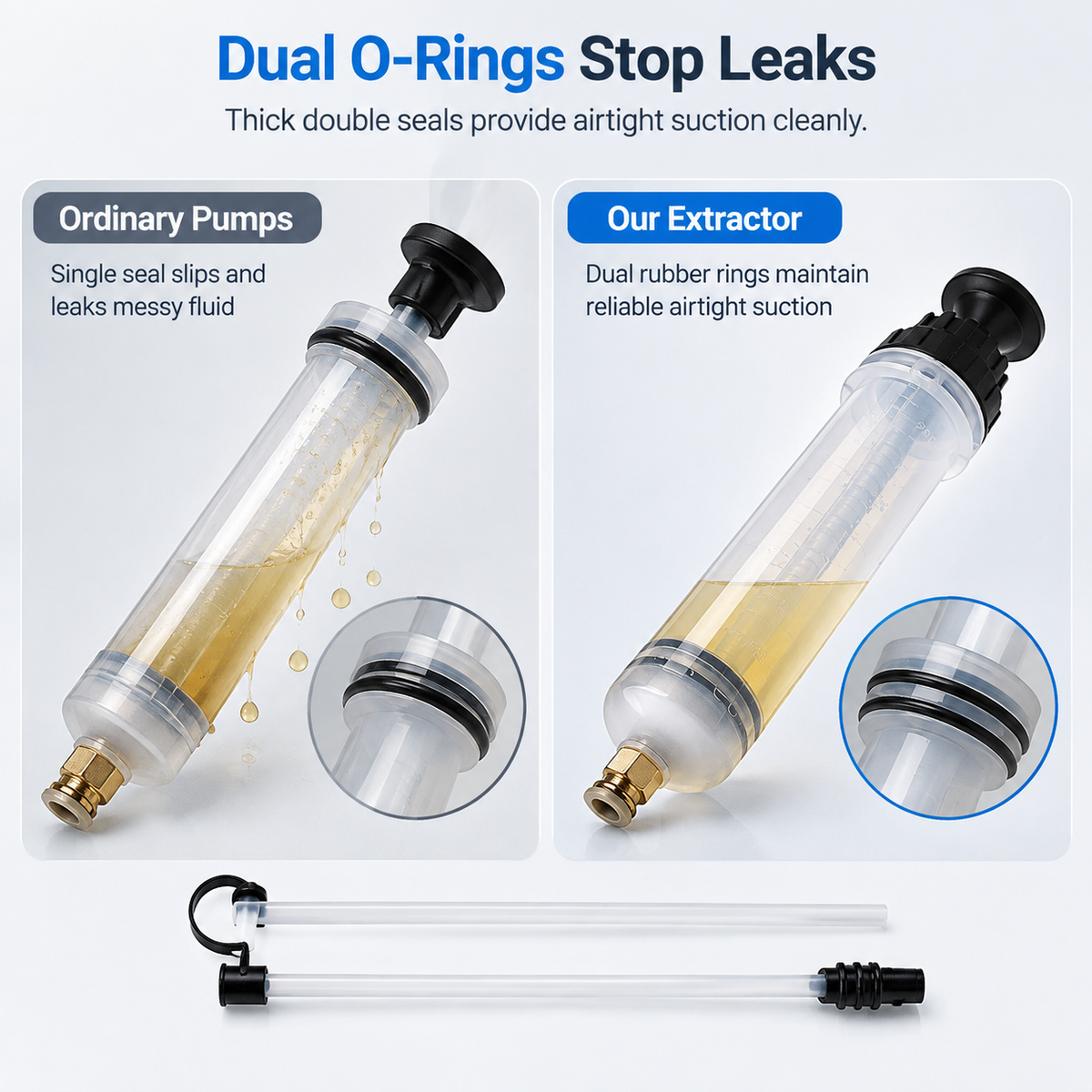 Manual Fluid Extractor and Filling Syringe Pump Automotive Hand Transfer Tool for Brake Fluid and Oil