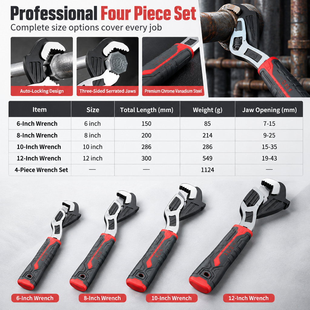 Multi Functional Locking Adjustable Wrench Quick Adjusting Universal Hand Tool