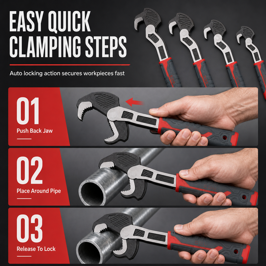 Multi Functional Locking Adjustable Wrench Quick Adjusting Universal Hand Tool