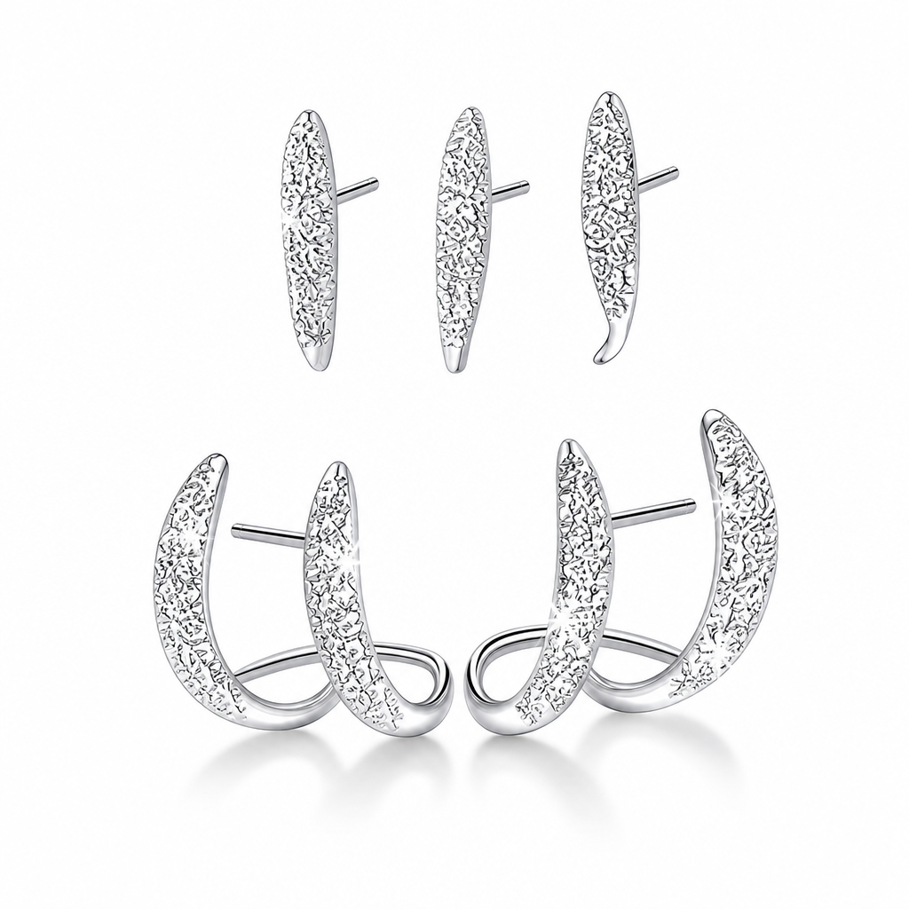 ⏳Limited-time 50% off🌸Minimalist 3-Layer Curved Ear Crawler Earrings with Sparkling Rhinestones