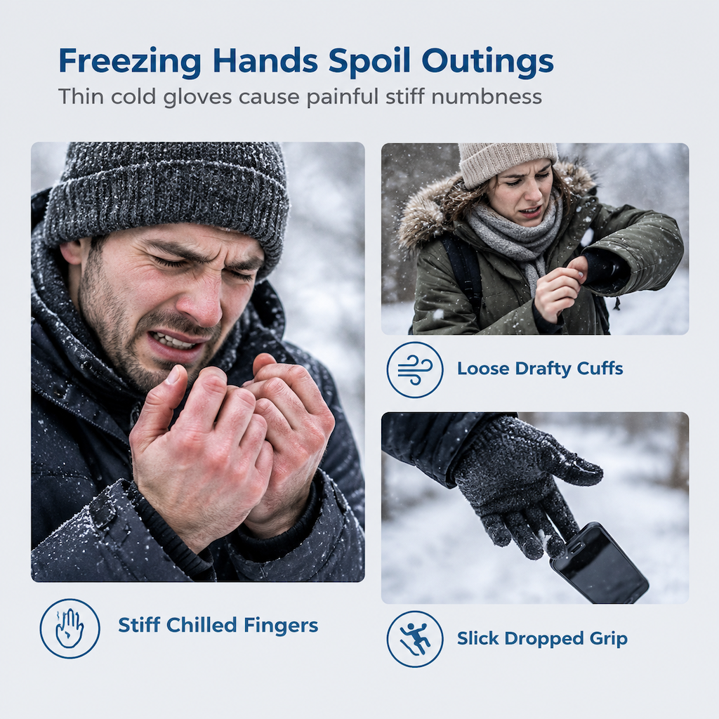 Winter Waterproof Windproof Warm Lined Outdoor Sports Gloves with Zipper for Cycling Hiking and Skiing