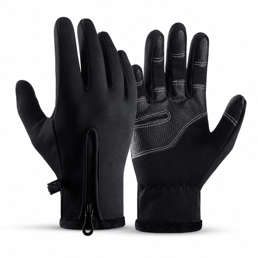 Winter Waterproof Windproof Warm Lined Outdoor Sports Gloves with Zipper for Cycling Hiking and Skiing