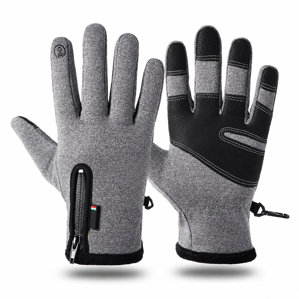 Winter Waterproof Windproof Warm Lined Outdoor Sports Gloves with Zipper for Cycling Hiking and Skiing