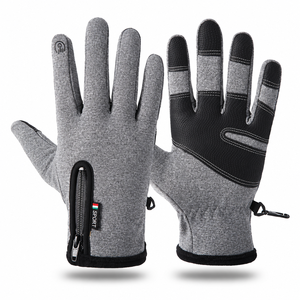 Winter Waterproof Windproof Warm Lined Outdoor Sports Gloves with Zipper for Cycling Hiking and Skiing
