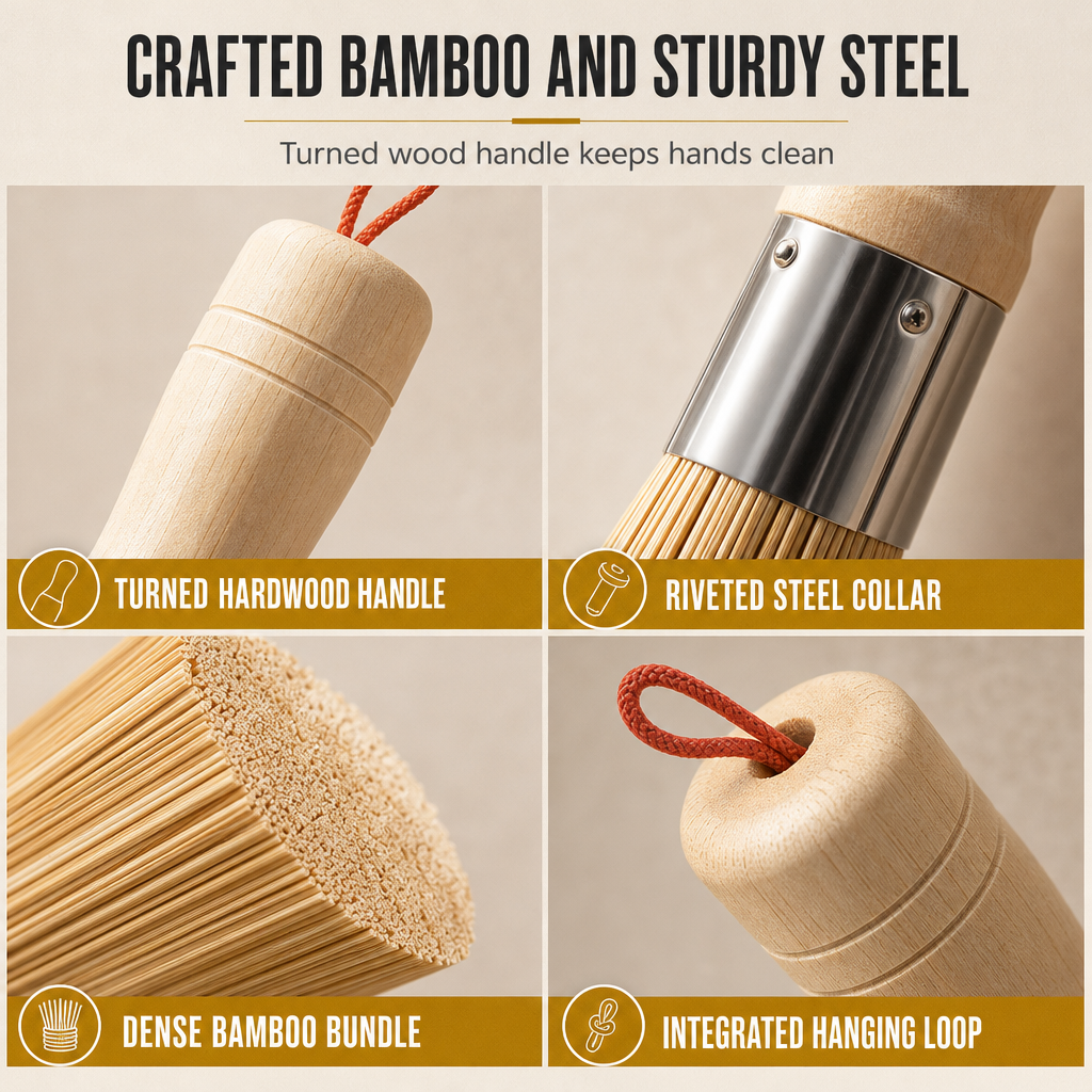 📢📢50% OFF !! ⏰Traditional Natural Bamboo Pot Cleaning Brush Kitchen Wok Whisk for Pans and Cookware