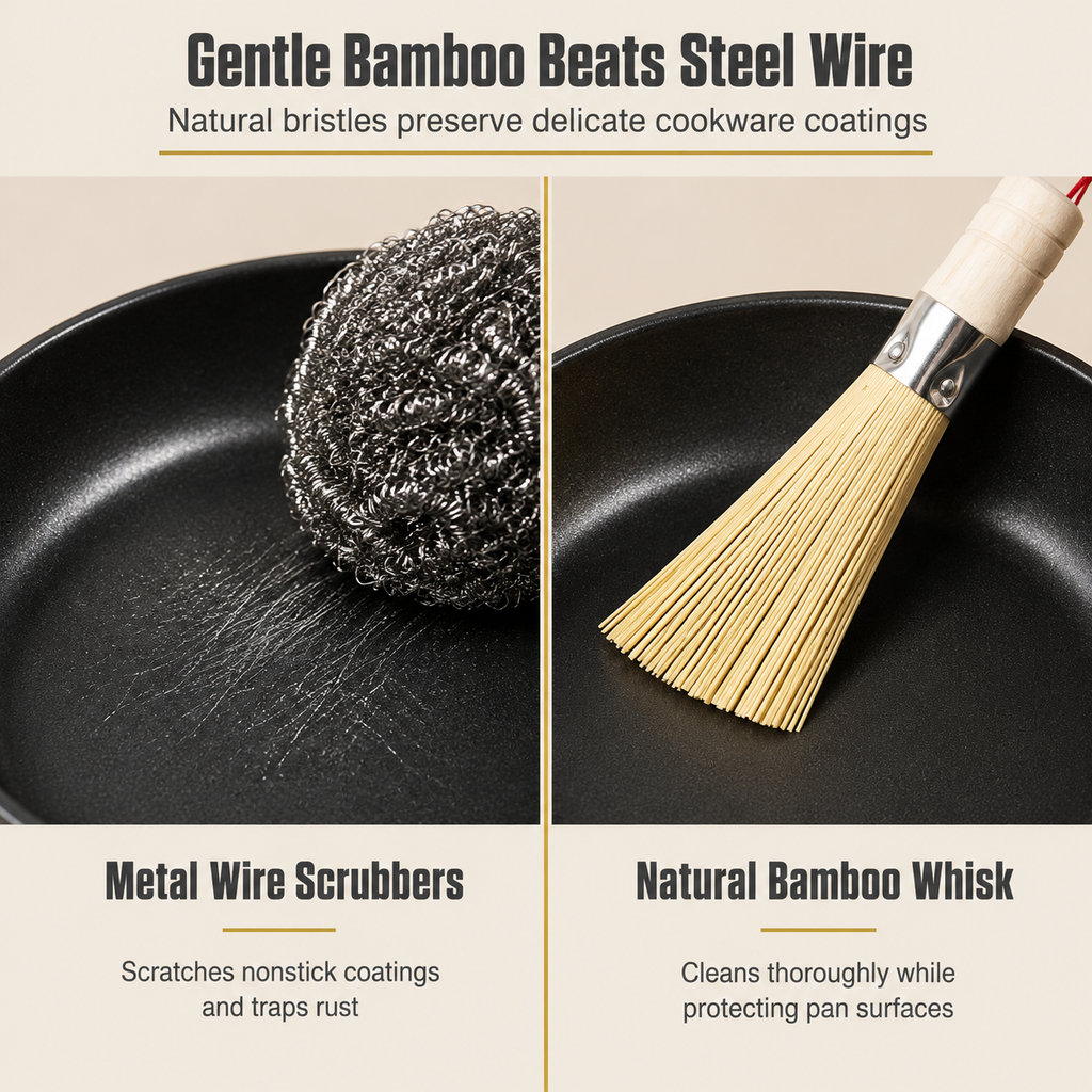 📢📢50% OFF !! ⏰Traditional Natural Bamboo Pot Cleaning Brush Kitchen Wok Whisk for Pans and Cookware