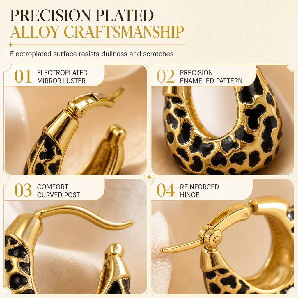 ⏳Time-Limited Special ⏰Vintage Leopard Print U Shaped Huggie Hoop Earrings for Women