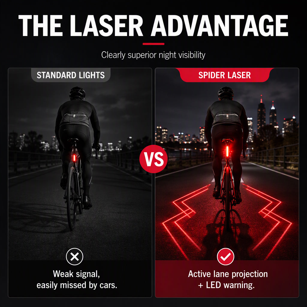 🚴 LIMITED-TIME 50% OFF! 🔴 Rechargeable Safety Bike Taillight – Laser Warning, IPX5 Waterproof, USB Charge 💡