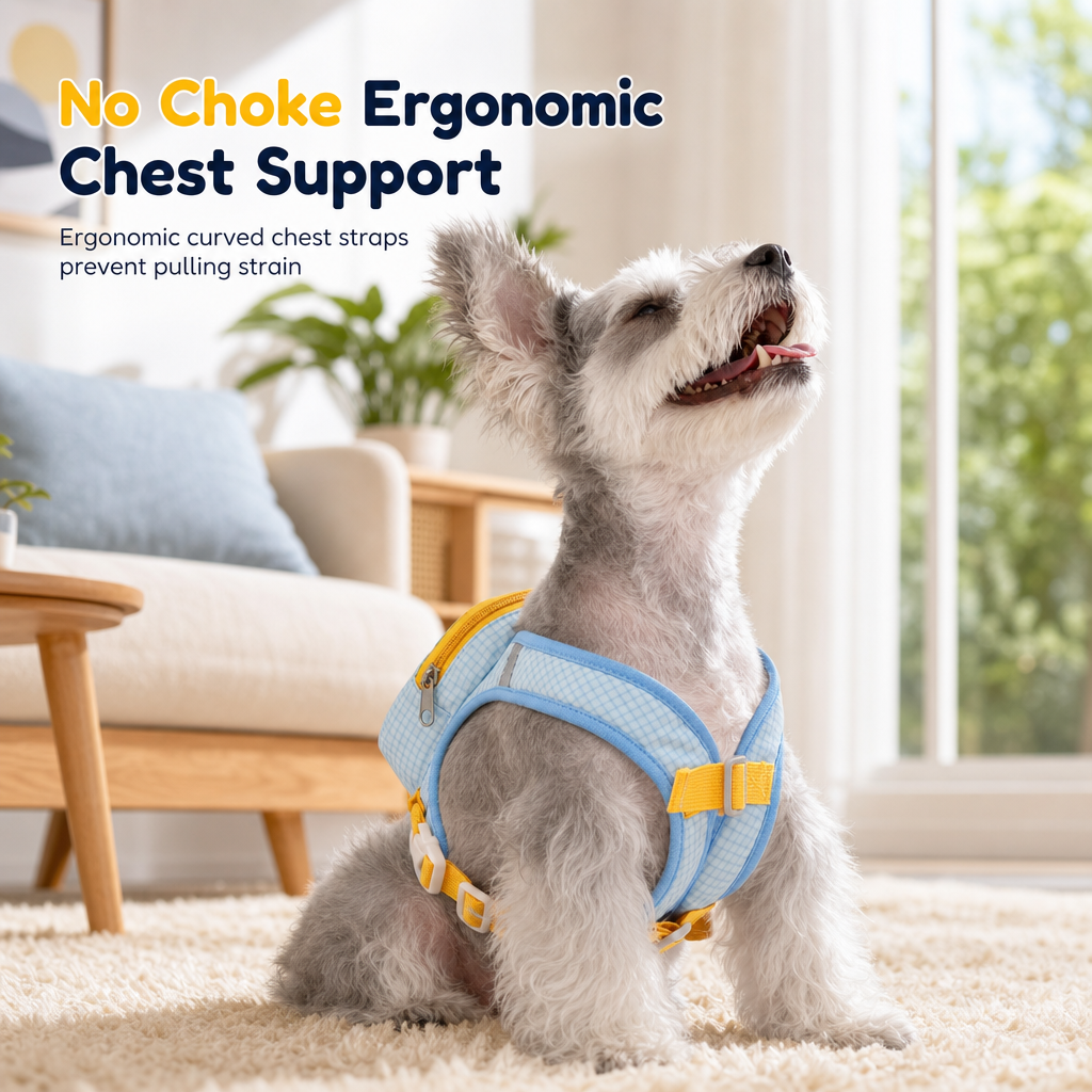 🎒 Vest Style Pet Backpack Harness – Breathable, Reflective, No-choke 🌙