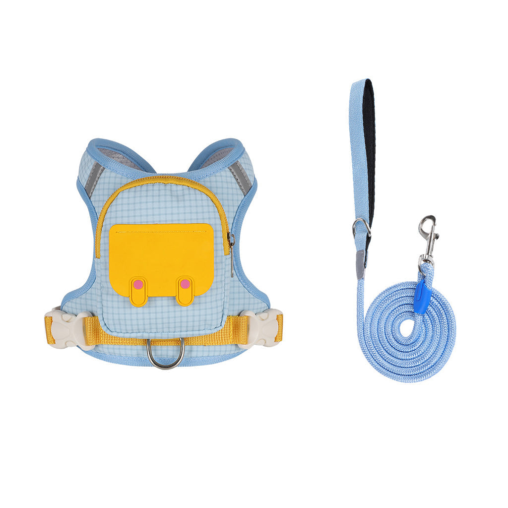 🎒 Vest Style Pet Backpack Harness – Breathable, Reflective, No-choke 🌙