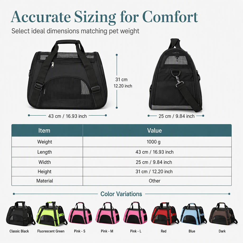 Breathable Pet Shoulder Bag Portable Outdoor Travel Carrier for Cats and Dogs