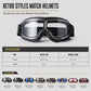 Retro Motorcycle Goggles Vintage Windproof Riding Glasses for Cruiser Helmet and Off-Road Dirt Bike