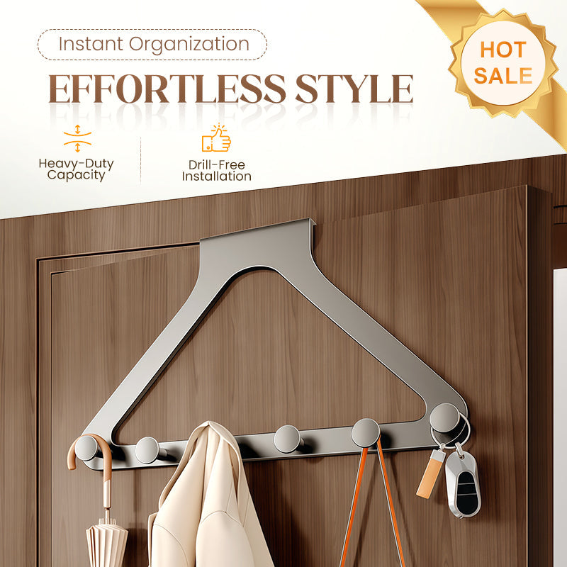 Drill-Free Over-the-Door 6-Hook Rack