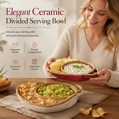Retro Ceramic Divided Baking Dish with Handle