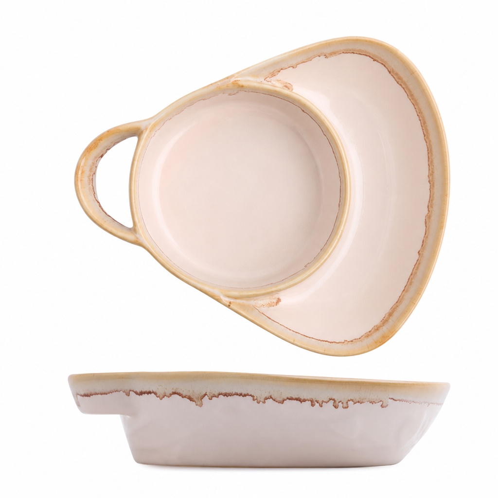 Retro Ceramic Divided Baking Dish with Handle