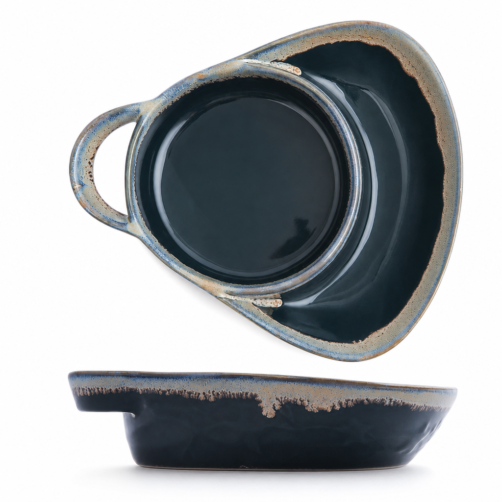 Retro Ceramic Divided Baking Dish with Handle