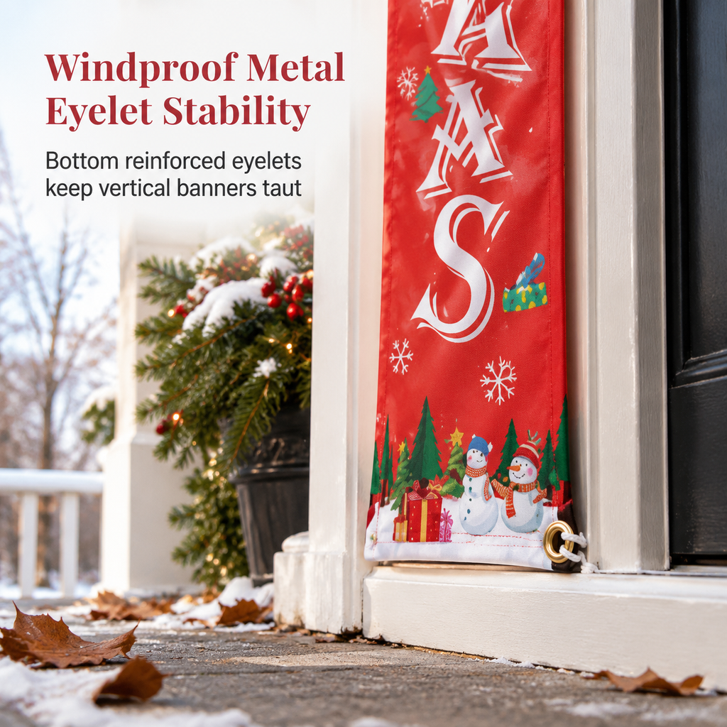 Christmas Porch Banner Hanging Front Door Couplets for Outdoor Holiday Party and New Year Decoration