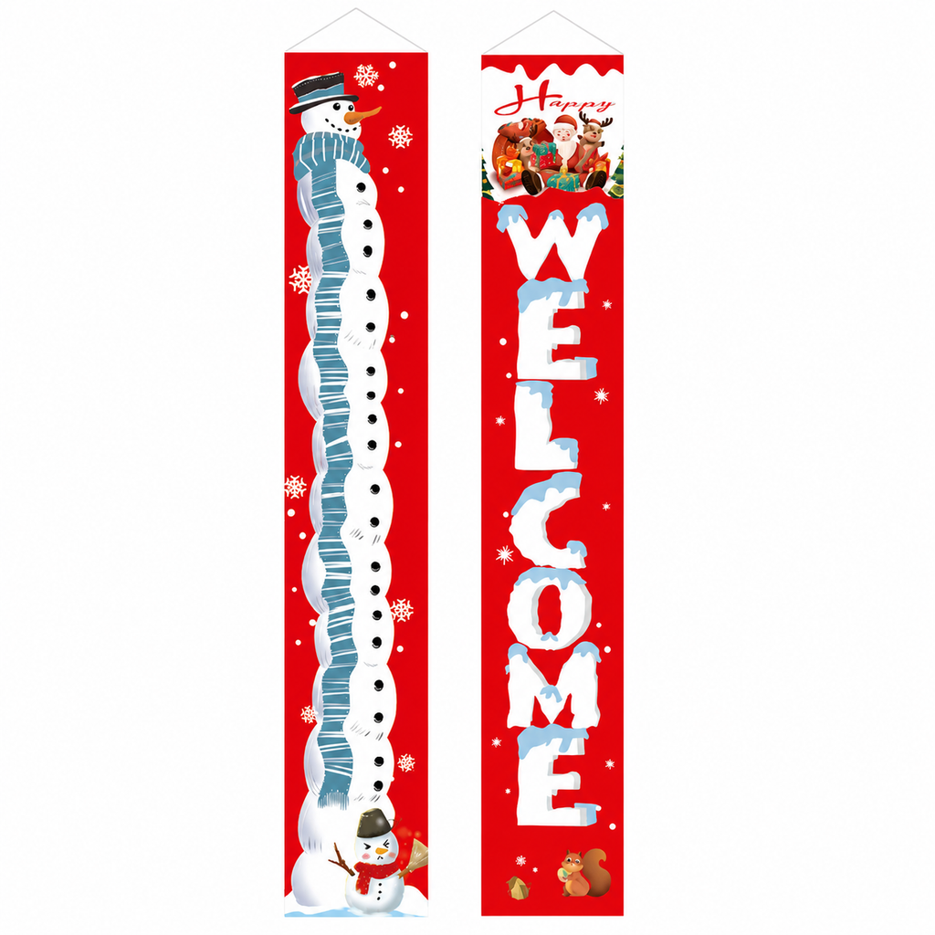 Christmas Porch Banner Hanging Front Door Couplets for Outdoor Holiday Party and New Year Decoration