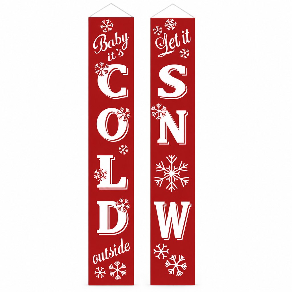 Christmas Porch Banner Hanging Front Door Couplets for Outdoor Holiday Party and New Year Decoration