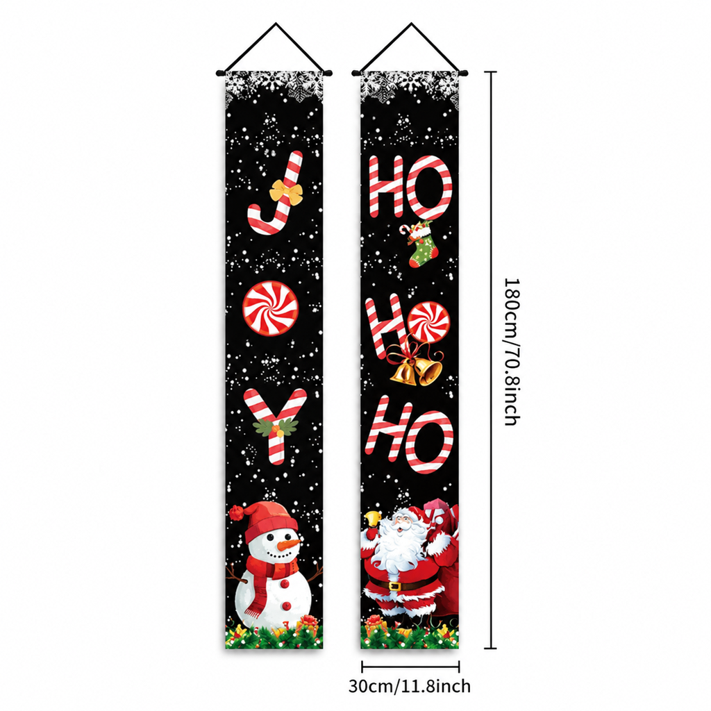 Christmas Porch Banner Hanging Front Door Couplets for Outdoor Holiday Party and New Year Decoration