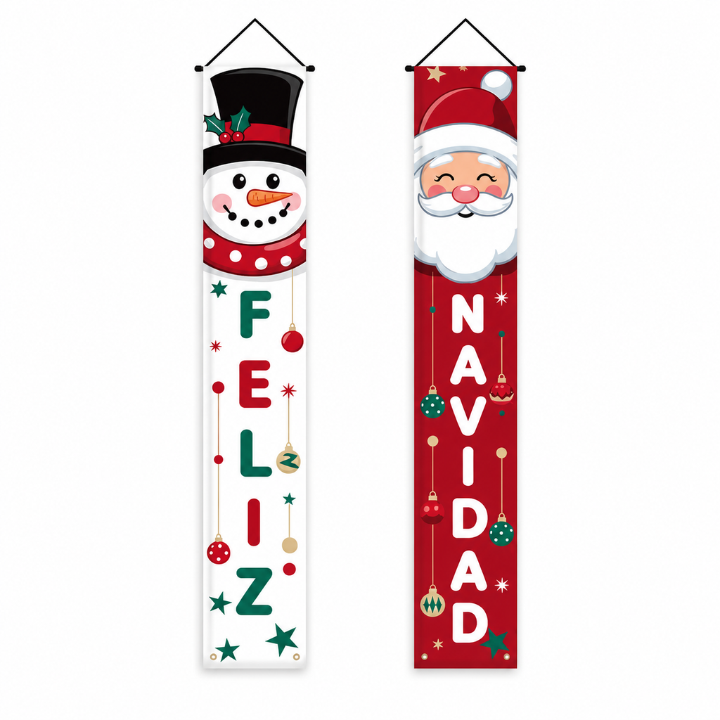 Christmas Porch Banner Hanging Front Door Couplets for Outdoor Holiday Party and New Year Decoration