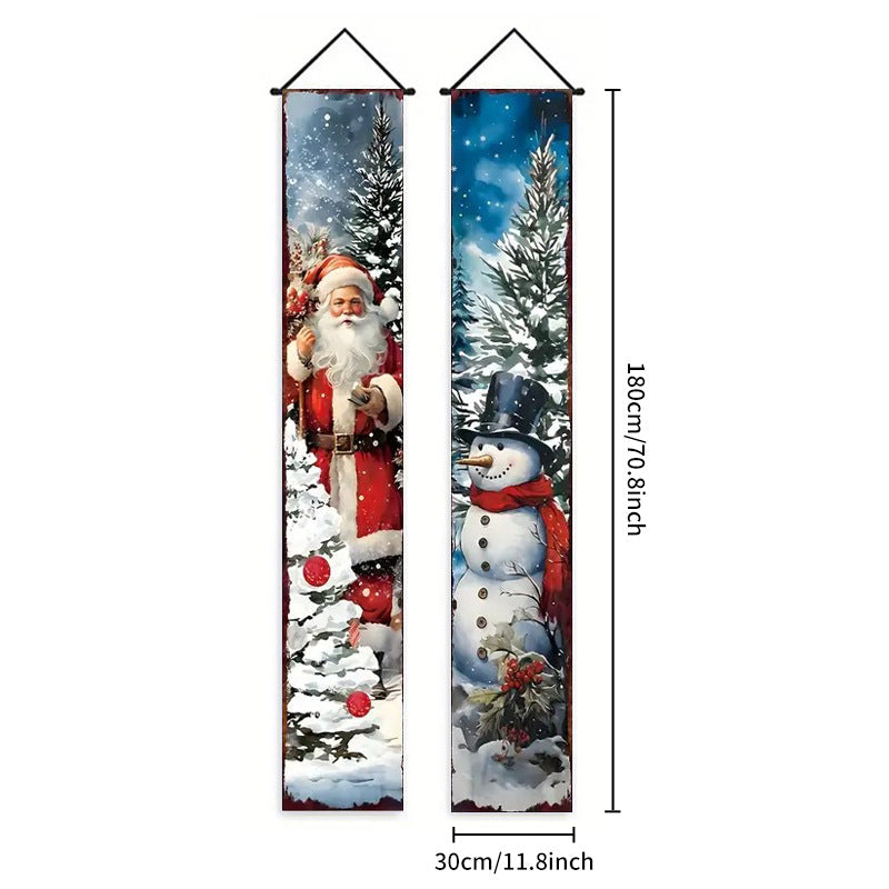 Christmas Porch Banner Hanging Front Door Couplets for Outdoor Holiday Party and New Year Decoration