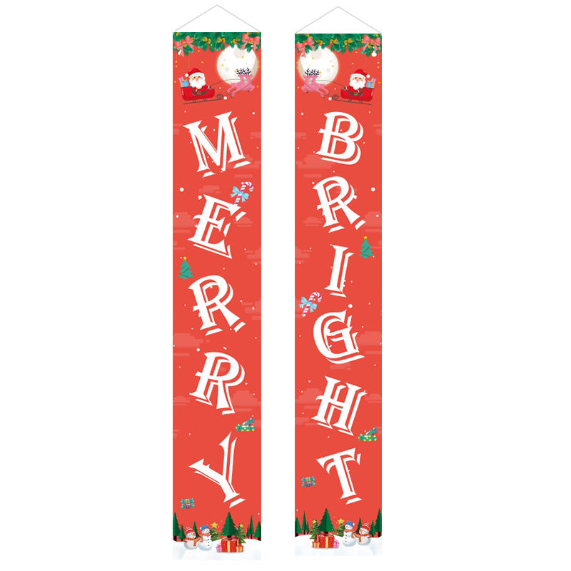 Christmas Porch Banner Hanging Front Door Couplets for Outdoor Holiday Party and New Year Decoration