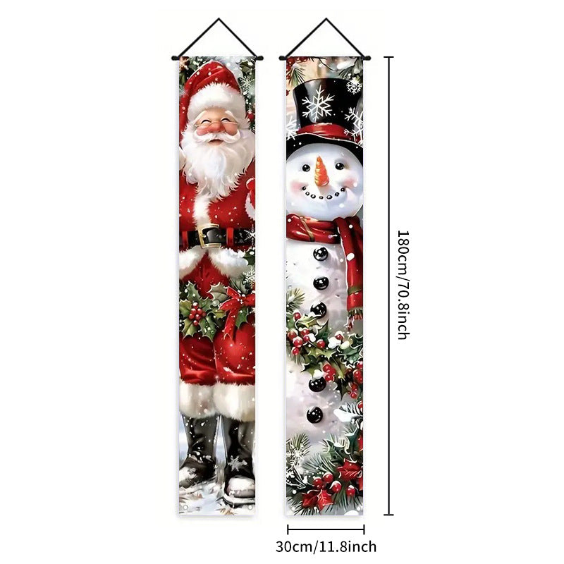 Christmas Porch Banner Hanging Front Door Couplets for Outdoor Holiday Party and New Year Decoration