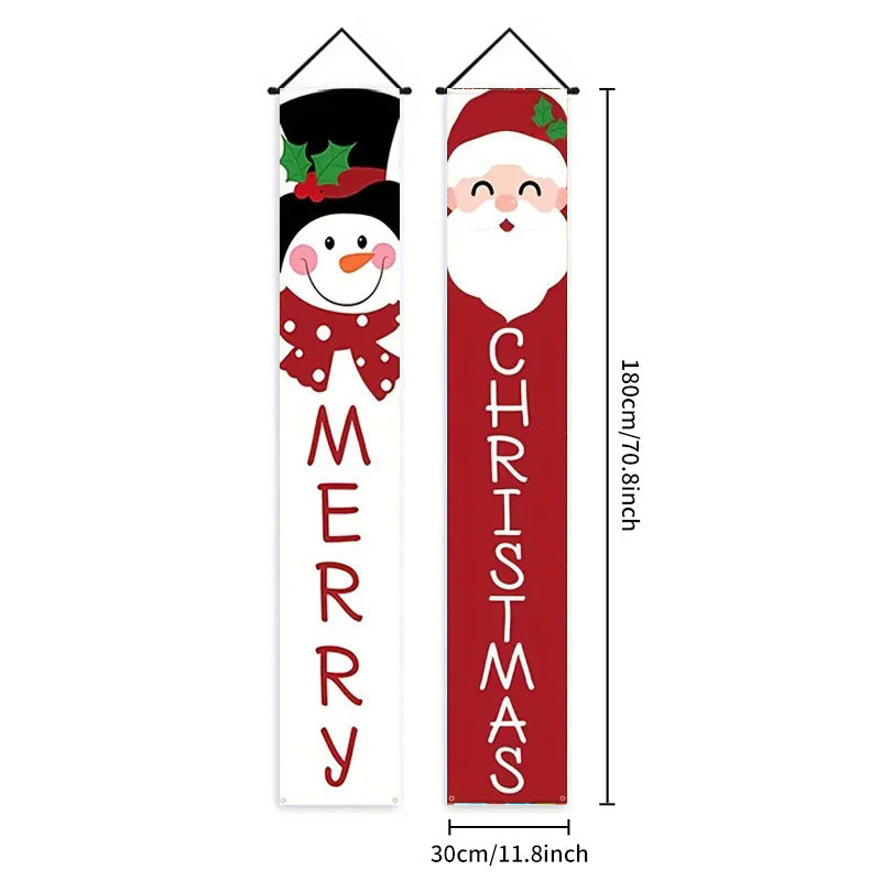 Christmas Porch Banner Hanging Front Door Couplets for Outdoor Holiday Party and New Year Decoration