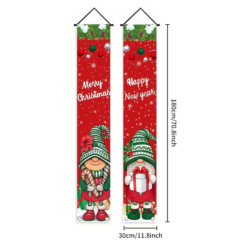 Christmas Porch Banner Hanging Front Door Couplets for Outdoor Holiday Party and New Year Decoration