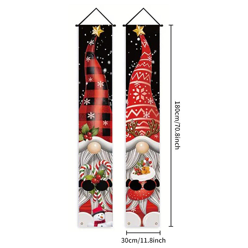 Christmas Porch Banner Hanging Front Door Couplets for Outdoor Holiday Party and New Year Decoration