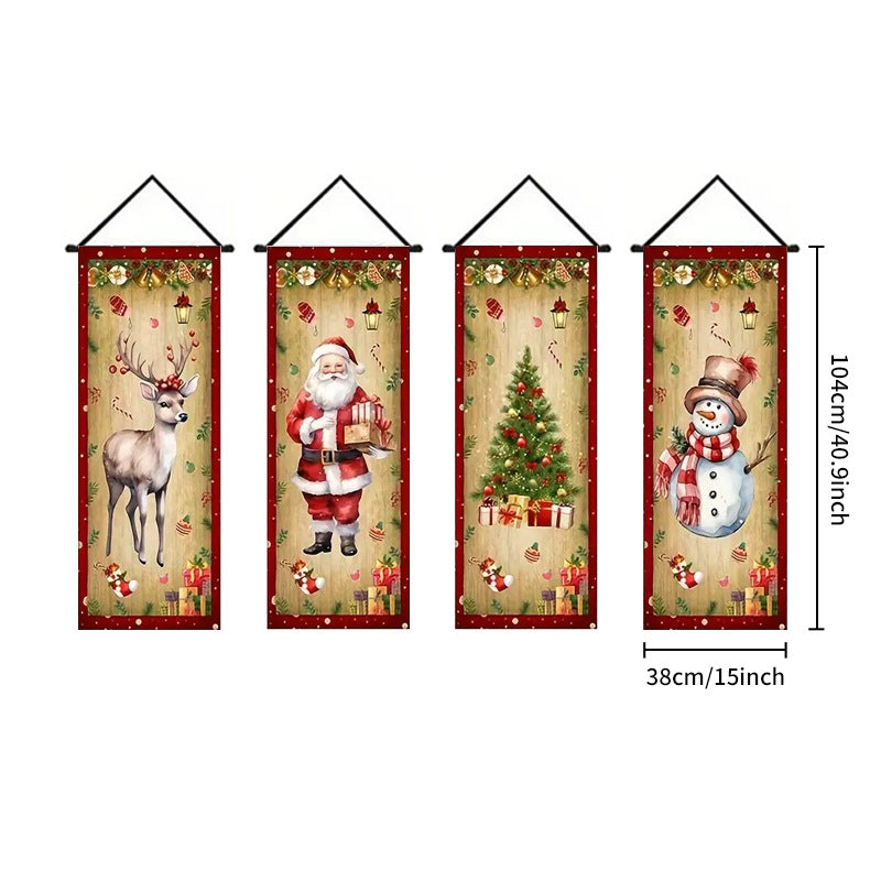 Christmas Porch Banner Hanging Front Door Couplets for Outdoor Holiday Party and New Year Decoration