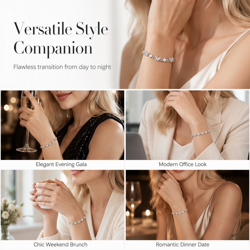 🦋 50% OFF! ✨ Iced-Out Pavé Zircon Butterfly Cuban Link Chain Bracelet – AAA+ Micro-Pavé Stones on Polished Cuban Curb Links, Multi-Layer Platinum Silver Electroplating, Double-Security Clasp & Hypoallergenic – 7.5" 💎