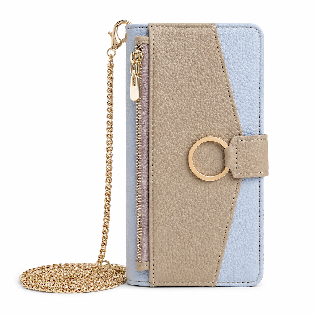 PU Leather Flip Wallet Phone Case with Card Slots Kickstand and Lanyard Strap
